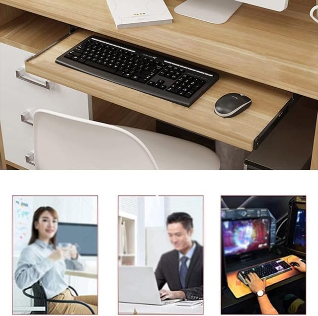 wooden keyboard tray under desk